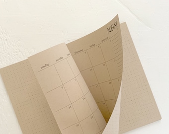 2024 small kraft monthly spiral planner | pages between months