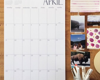 large wall calendar - you choose the start month | monday or sunday start