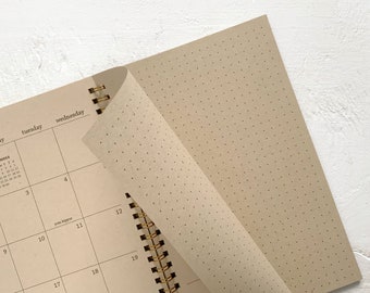 small kraft monthly spiral planner | pages between months | start any time