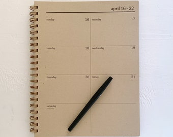 large spiral weekly kraft planner - start any month