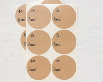 2 inch kraft circle stickers - to from gift labels