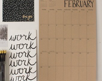 big kraft hanging wall calendar - 18 months | start any month | recycled paper