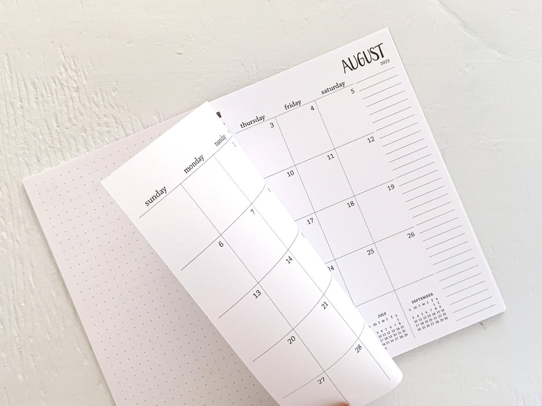 2023 Small Monthly Spiral Planner Pages Between Months Etsy