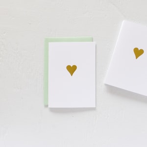 Cartes pour notes COEUR en feuille d'or