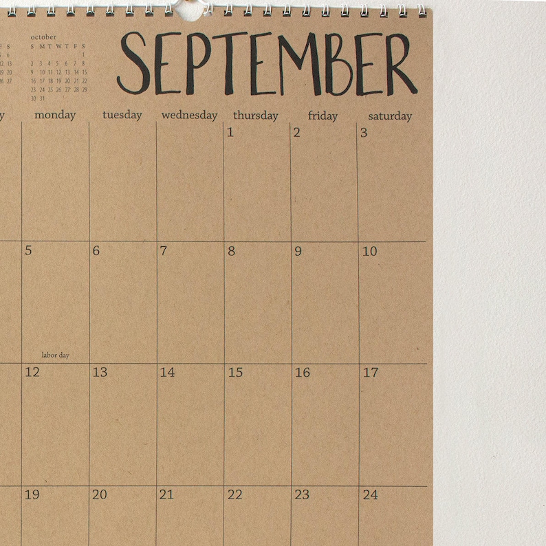 Big kraft hanging wall calendar 18 months start any month Etsy