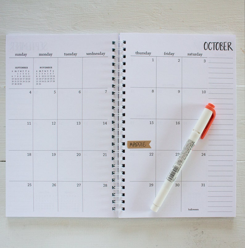 3 year small monthly spiral planner start any month image 2