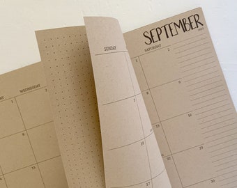 2023 large kraft monthly spiral planner | page in between months