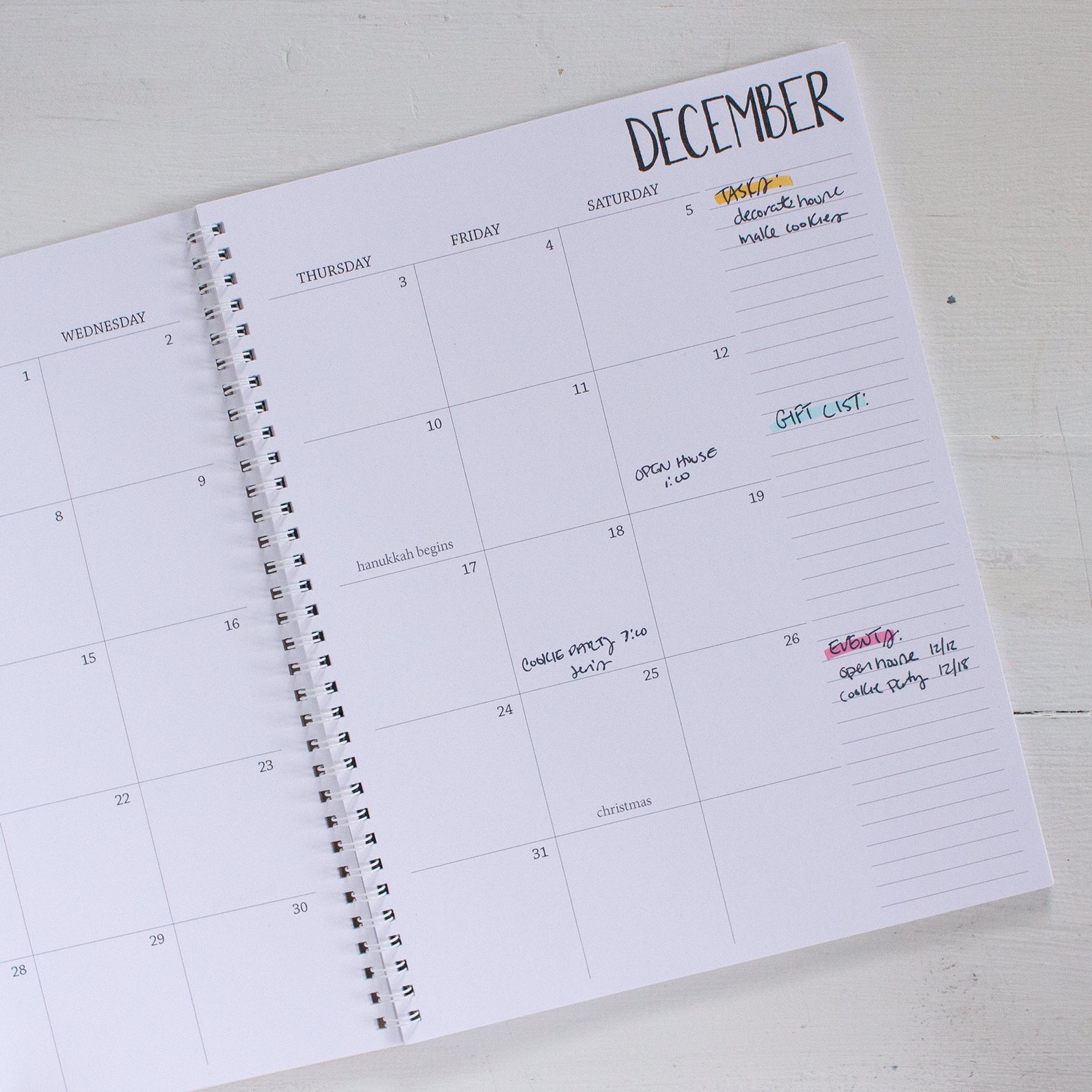 Large monthly spiral planner start any month / 2 pages per Etsy