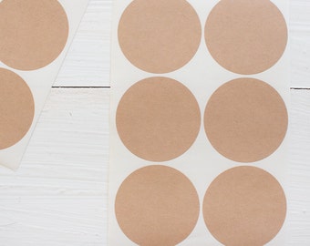 2 inch kraft circle stickers - blank