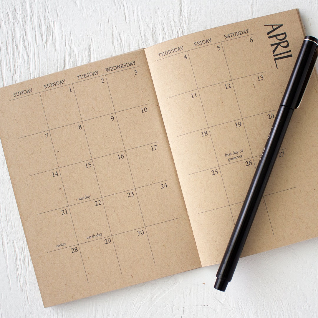 Mini Kraft Monthly Planner Start Any Month Etsy