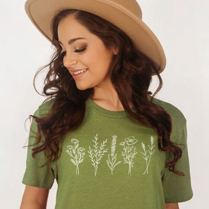 Wild Flowers Shirt, Floral Shirt, Flower Shirt, Wildflower Tshirt, Botanical Shirt, Nature Lover Shirt, Womens T Shirt, Plus Size Tee, Gift