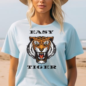 Comfort Colors Unisex Tiger T Shirt, Crewneck T Shirt, Graphic Tiger T Shirt, Tiger Mascot, Animal Lover Gift, Gift for Her, Gift for Him