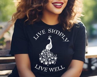 Live Simply Peacock T-Shirt, Comfort Colors, Nature Lover Gift