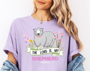 Psalm 23 Sheep T-Shirt, Comfort Colors Christian Tee
