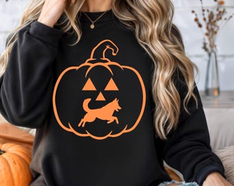 German Shepherd Pumpkin Sweatshirt, Halloween Dog Lover Gift