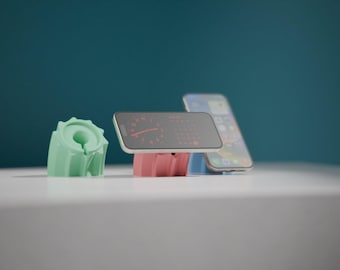 Sculpturale MagSafe-opladerstandaard: modern iPhone-dock, bureauorganizer