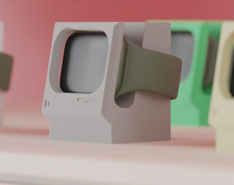 Base de carga clásica para Apple Watch y Mac: base tecnológica retro, cargador de mesita de noche