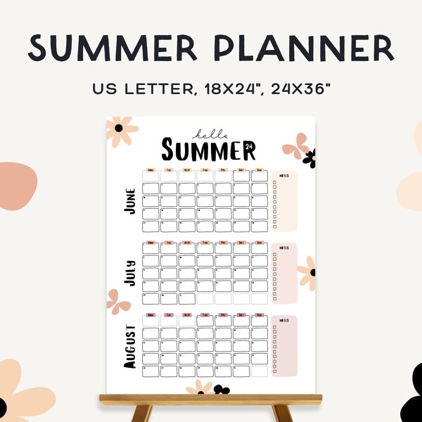 Giant Summer Wall Calendar Etsy Giant Summer Wall Calendar Etsy