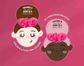 Scrunchie Dankeskarte | Scrunchie Geschenk zum Ausdrucken | Gunst, Danke, Scrunchie Inhaber, Geburtstag, Party, Geschenk | A4, US Letter