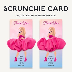 Scrunchie Card Par-Tay Favor | T Swift Eras Lover Par-Tay | Birthday Party Favour | Scrunchie Holder | JRP001a JRP001b