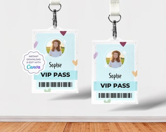 Editable VIP Pass | T Swift Eras Birthday Party Theme | Canva Template | Size: 2.5x3.5" passes on A4 & US Letter