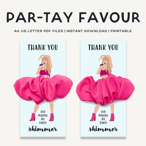 Tarjeta imprimible con scrunchie para recuerdo de fiesta / Tema de fiesta T Swift Eras / Recuerdo de cumpleaños azul / Tamaños: 3 tarjetas en A4, carta de EE. UU. / JRP001b