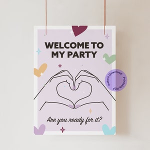 Printable Birthday Welcome Sign | T Swift Eras Birthday Party Theme | Welcome Poster | Sizes: A1, 18X24, 24X36 | JRP001a