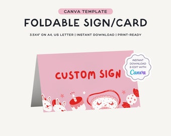 Editable Food & Place Cards | Sleepover Party Decor | Pyjama Party Printables | Canva Template | Sizes: 3.5x4" on US Letter, A4 | JRP002