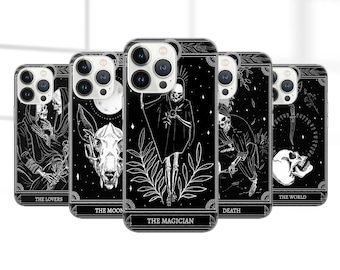 Tarot Card Goth Phone Case Witchy Phone Cover for iPhone 17 Pro Max, 16e, 15, 14, 12 & Samsung S25 Ultra, S24 FE, A56, Pixel 10 XL, 9a, 8