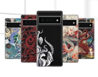Funda para teléfono Octopus Coral con diseño de Kraken rojo para Pixel 8A, 7 Pro, Samsung S24, S23 FE, A25, A15, iPhone 16, 16, 14 SE