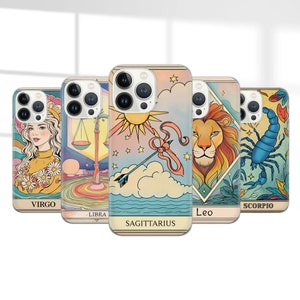 Zodiac Phone case Tarot Cards Horoscope cover fit for iPhone 16 15 14 13 12 11 Pro Max Xr 8 Plus, Samsung S24 S23 S22 FE A16 A15 A55, Pixel