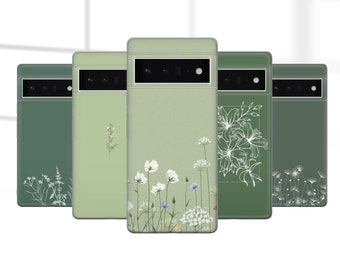 Floral Aesthetic Phone Case Spring Flowers Cute Minimalist Cover for Google Pixel 9Pro, 8A, 7, 6, Samsung S24, S23Fe, A25, A15,A54,iPhone 16