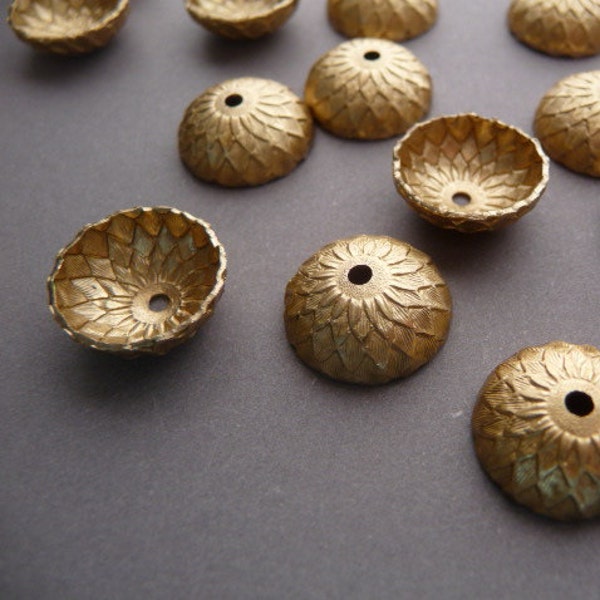 6 Brass Acorn Bead Caps