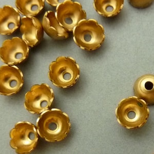 12 Brass Floral Bead Caps - Small - 6 mm