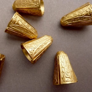 6 Bead Caps - Brass Celtic Ornate