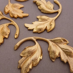 4 Brass Leaf Branch - Two Matching Pairs