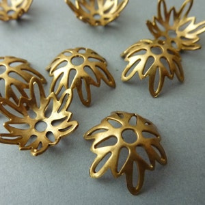 6 Brass Filigree Large Bead Caps