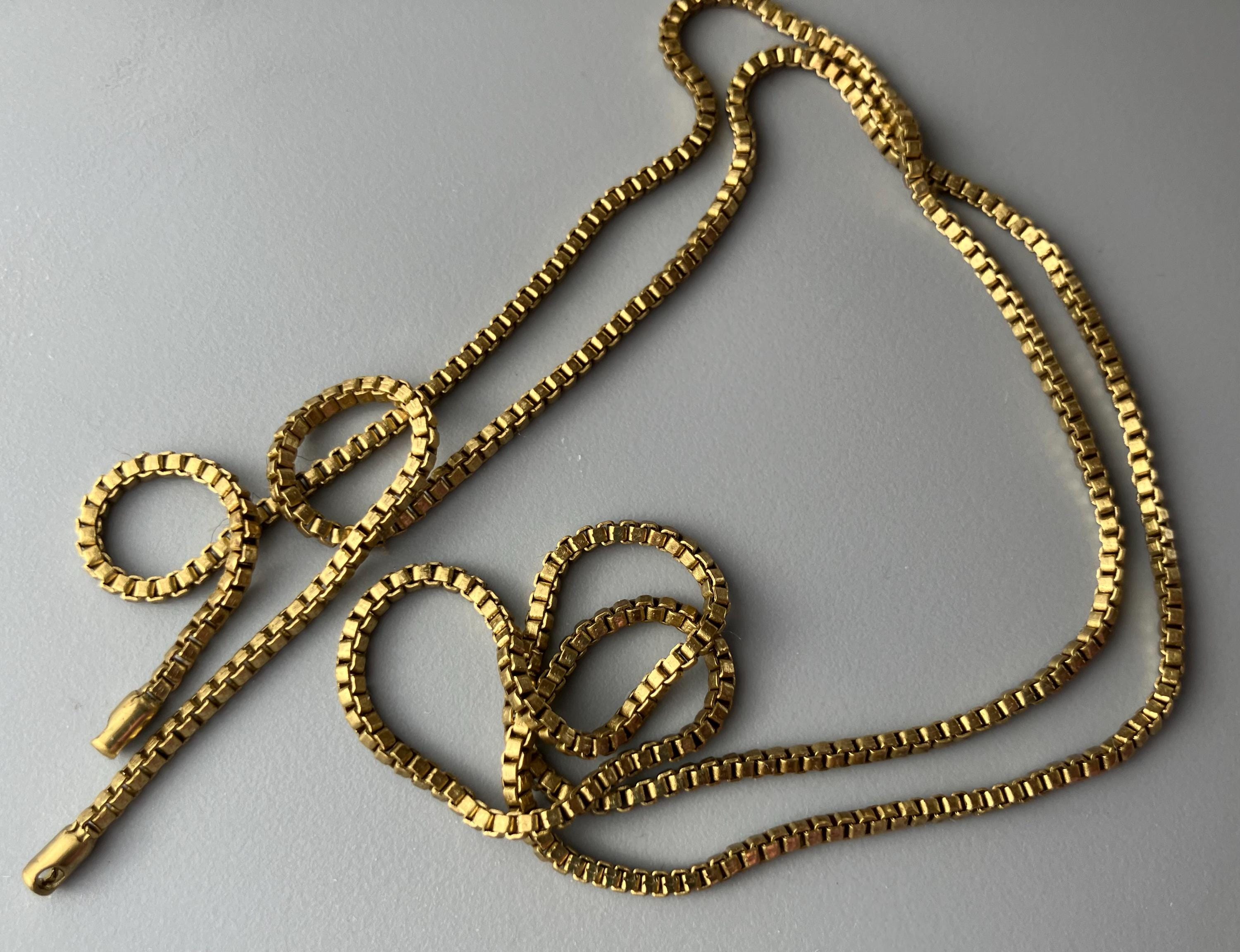 Box Chain for Necklace - Vintage Raw Brass 26.5 in - Venetian