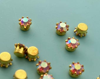 12 Swarovski Rose AB strass i rå mässingsinfattning 19SS