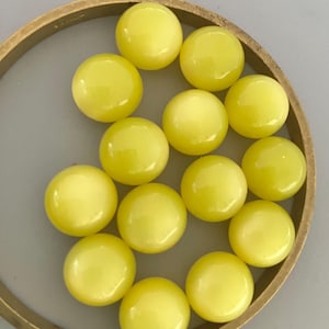 12 Vintage 13mm No Hole Beads - Yellow Chartreuse Moonglow Lucite 1950s