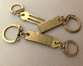 Brass Keychain - 2-part Key Rings Fob - Vintage