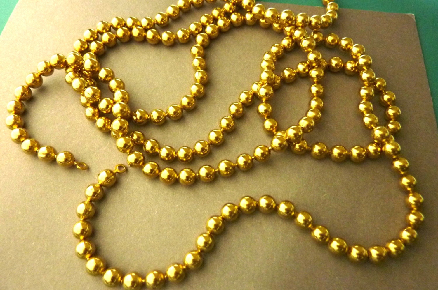 Vintage Brass Ball Chain Necklace 36 In Etsy