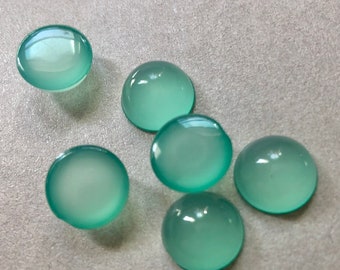 8 Lucite Pale Aqua Green Translucent Round Cabochon - Vintage 13 mm