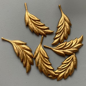 6 Brass Leaf Branch - Three Matching Pairs