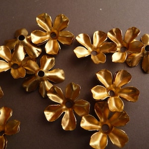 12 Pretty Brass Flowers with Five Petals