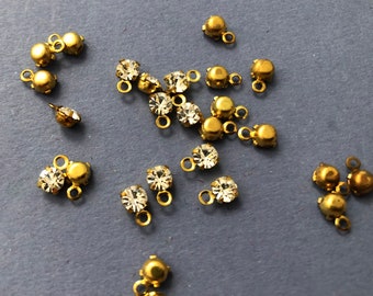 12 Swarovski Crystal and Brass Drops 4 mm