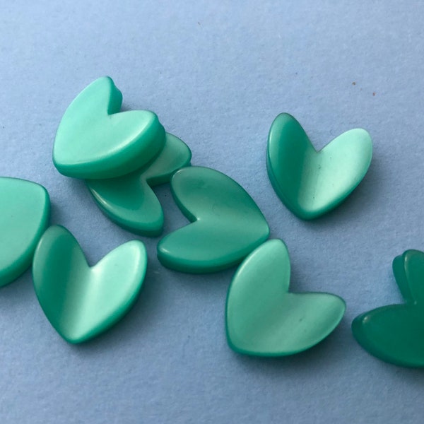 8 Vintage Green Lucite Hearts