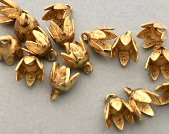 6 Brass Ends Caps - Brass Six Leaf Ornate