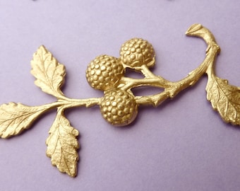 Brass Flower Leaf Branch Findings Berry