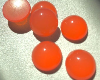 6 Lucite Orange Translucent Round Cabochon - Vintage 15 mm